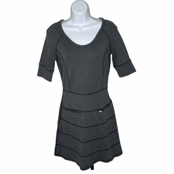 Athleta Women’s Dark Heathered Gray Strata Stretch Dress XS Exposed Zip Pockets - Picture 5 of 11